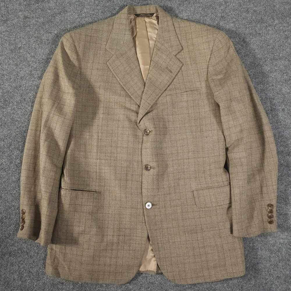Royal Classic Tom James Mens Brown Tan Tweed Sport Coat Suit Jacket Blazer 44L